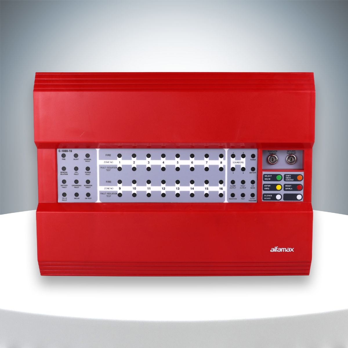 C-1000-16  YANGIN ALARM SANTRAL  PANELİ16 ZONLU